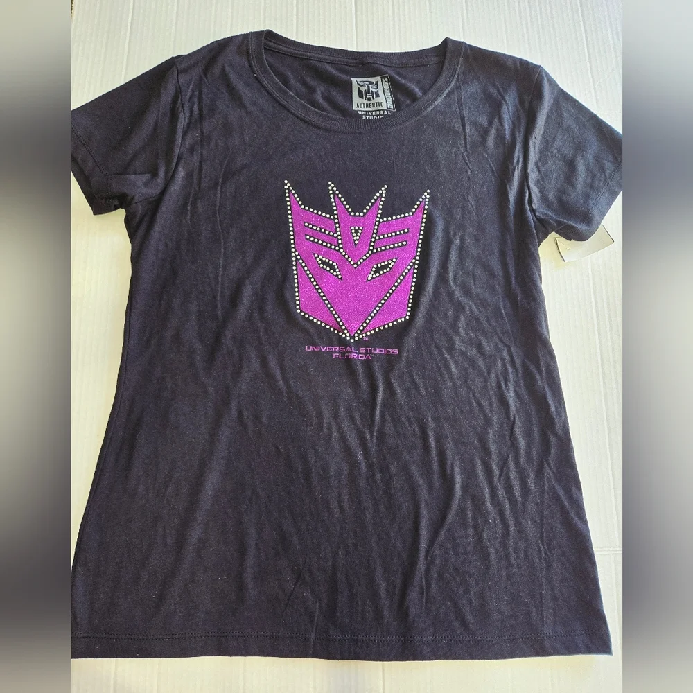Black purple glitter Authentic Universal Studios licensed Decepticon T Shirt XL - Picture 2 of 8